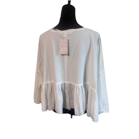 Free People We the Free DALLAS CROP HENLEY TOP IN WHITE Womens Top Size XL - Picture 4 of 10